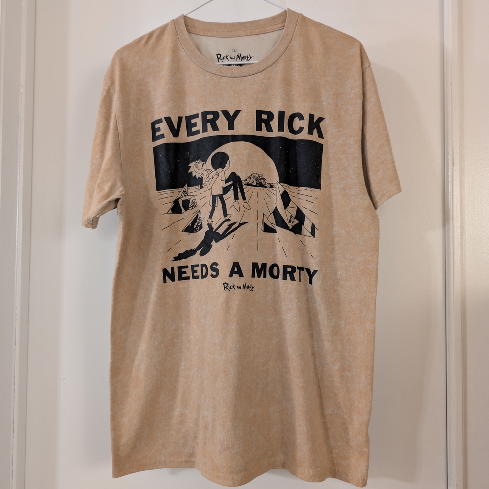 Adult Swim Rick & Morty Tan Graphic T-Shirt (Sz L)